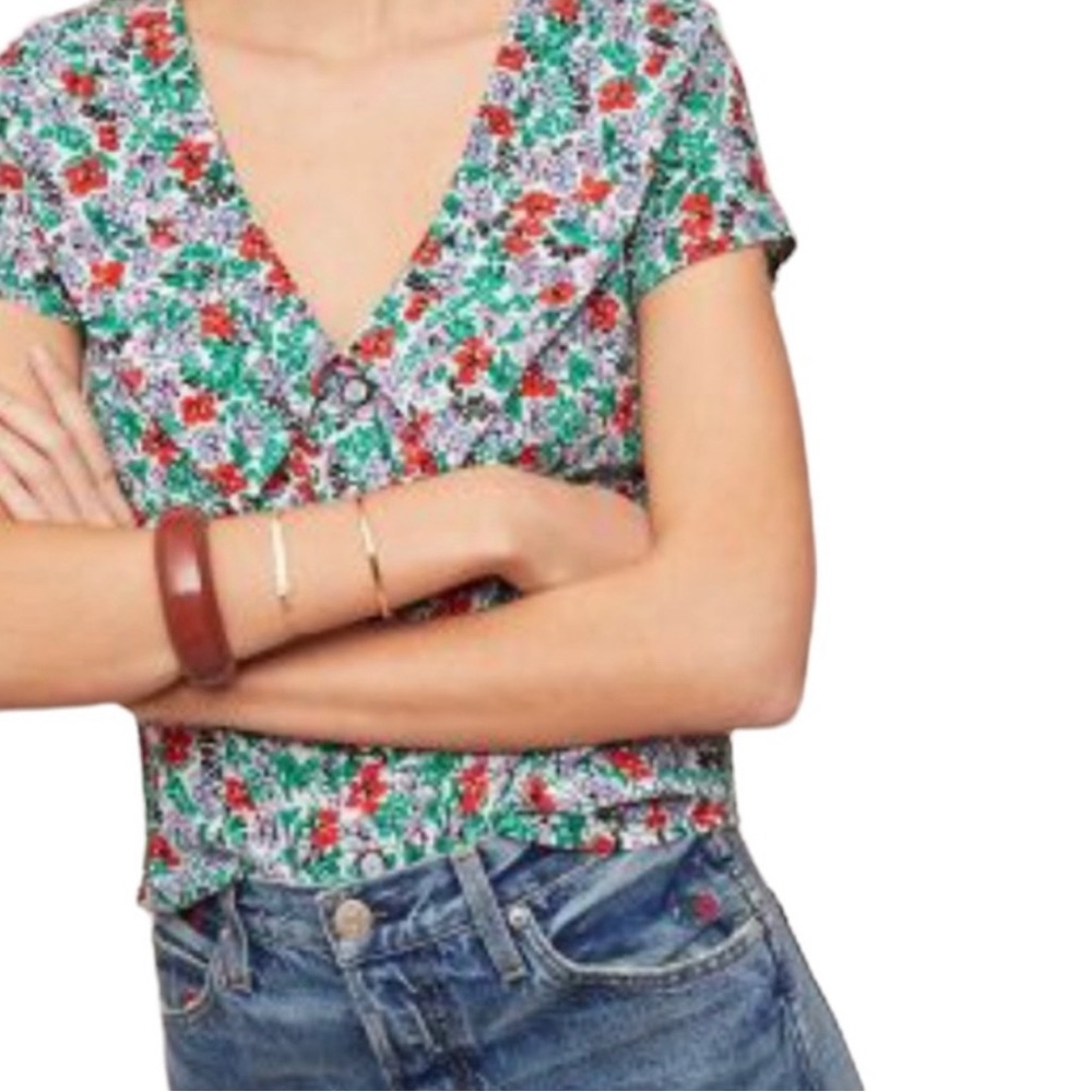 Maeve Anthropologie Austen Peter Pan Collar, Floral Print and Button Down Blouse